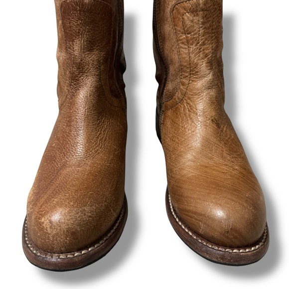 Bed Stu Surrey Tall Lace Up Boots Caramel Brown Distressed Leather Women’s 8 - Picture 5 of 14